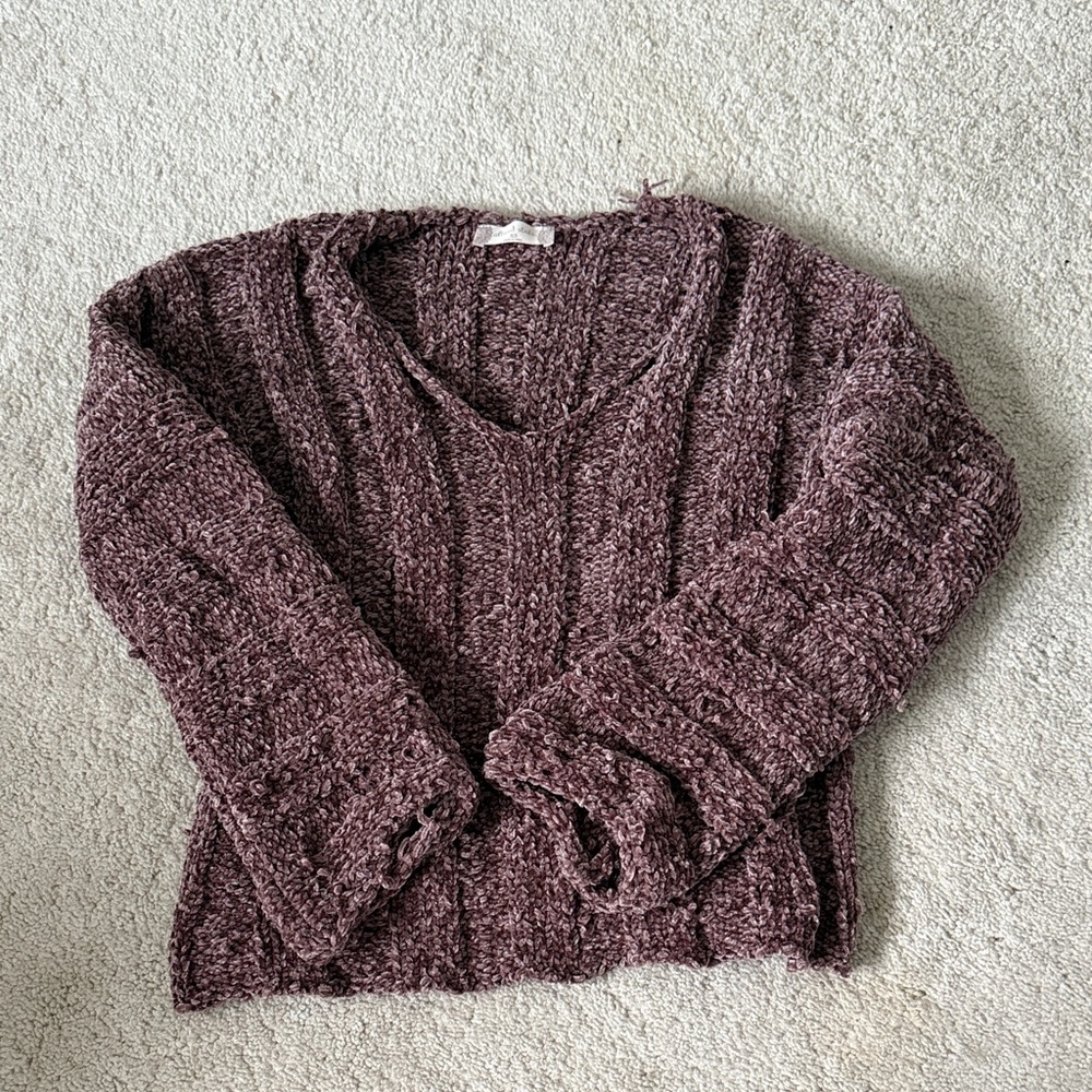 Altar'd State Plum V-Neck Sweater